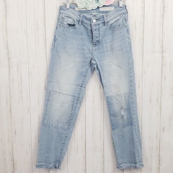 Pilcro & The Letterpress Hyphen Boyfriend Cropped Jeans Raw Hem Size 25 - Picture 5 of 11